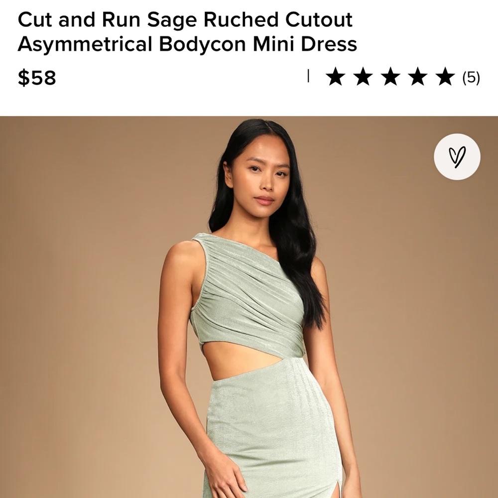 Lulus Cut and Run Ruched Cutout Asymmetrical Bodycon Mini Dress (Worn once)
